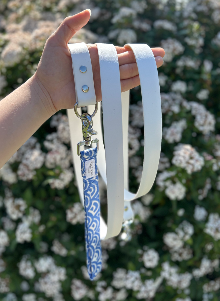 Laisse Biothane poignée interchangeable Santorin Blanc