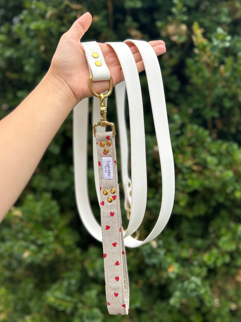 Laisse Biothane poignée interchangeable Amoureux Blanc