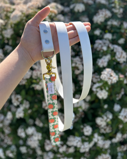 Laisse Biothane poignée interchangeable Seventies Blanc