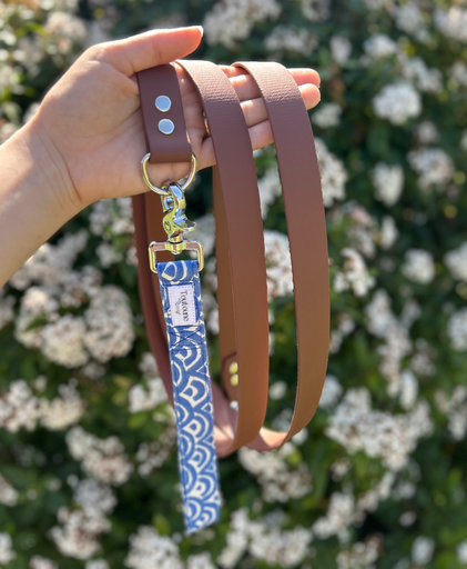 Laisse Biothane poignée interchangeable Santorin Marron