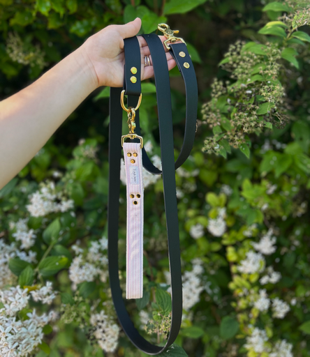 Laisse Biothane poignée interchangeable Pivoine Noir