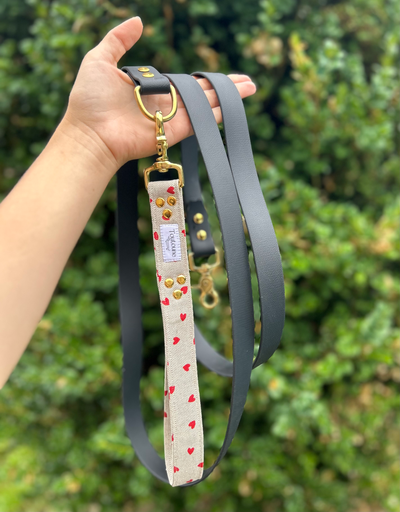 Laisse Biothane poignée interchangeable Amoureux Noir