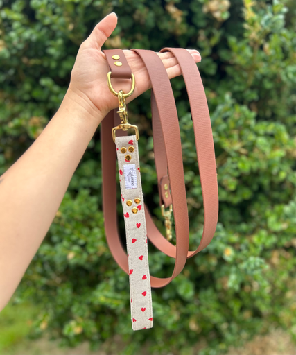 Laisse Biothane poignée interchangeable Amoureux Marron