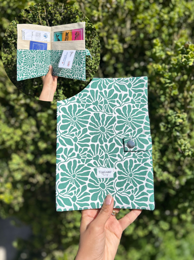 Pochette a carnet de santé Vert d'eau