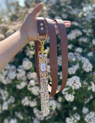 Laisse Biothane poignée interchangeable Leopard Marron